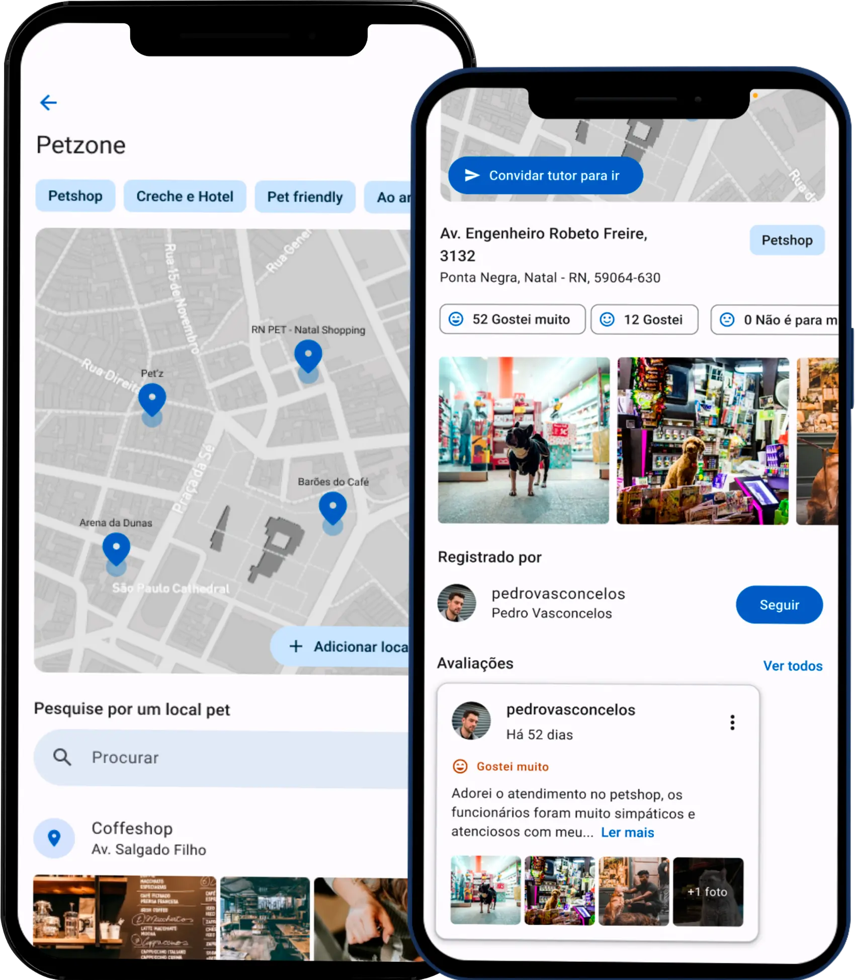 Mockups do aplicativo no iphone