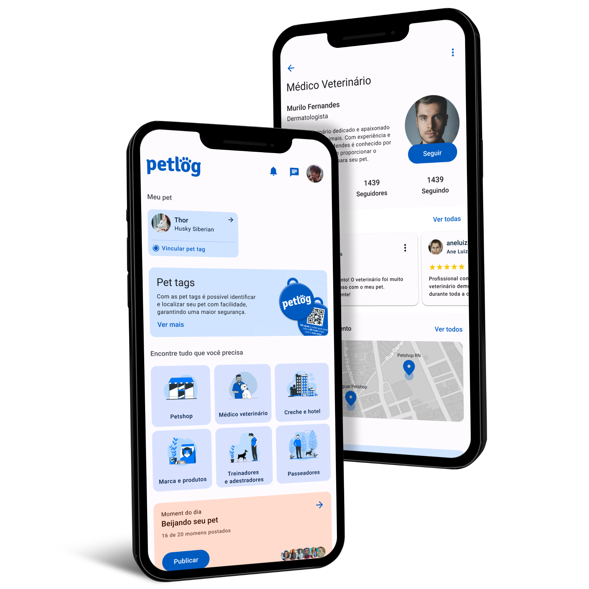 Mockups do aplicativo no iphone